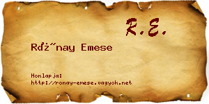 Rónay Emese névjegykártya